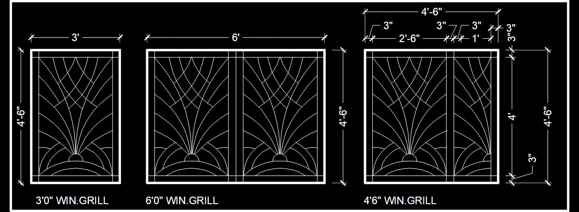 MS Iron Window Grill CAD Design - Free DWG